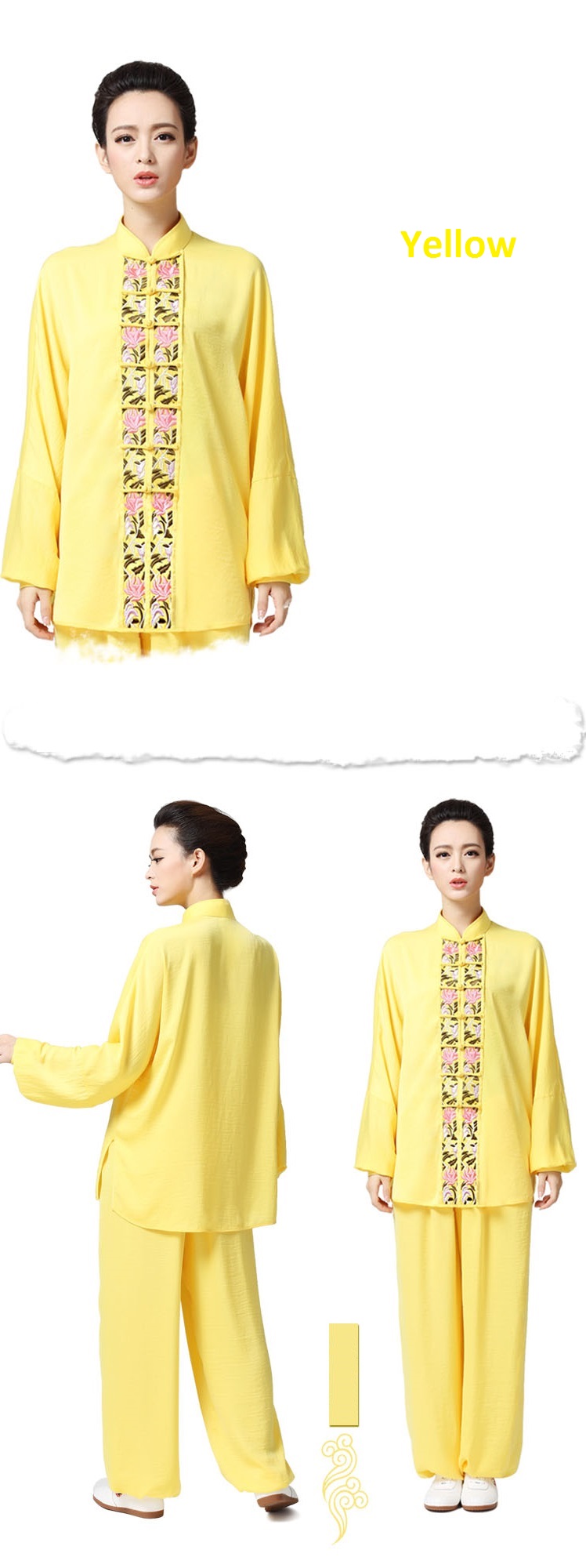  Tai Chi Clothing women long-sleeved Yellow uniform